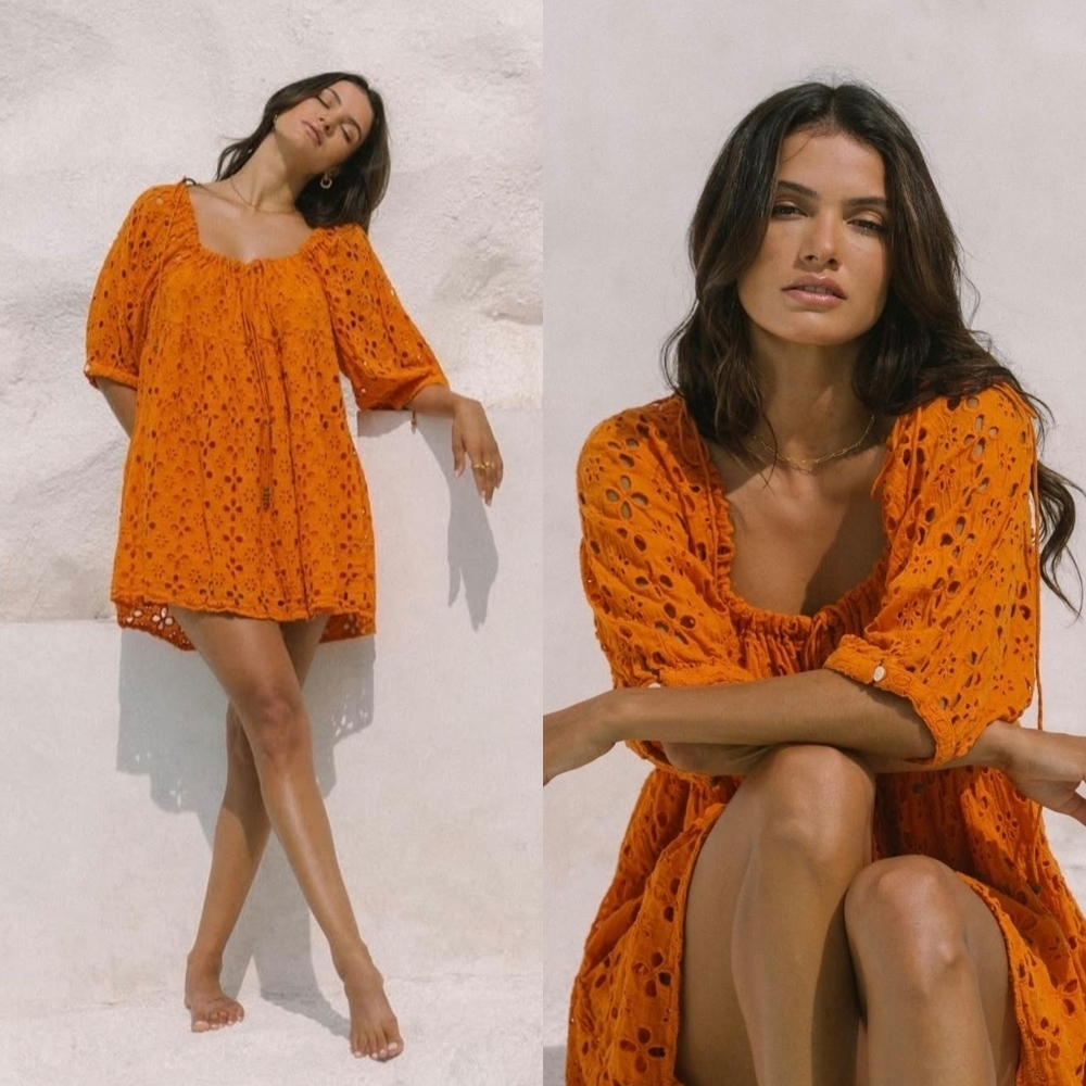 Kinga Csilla The Medina Broderie Anglaise Lace Liberty Orange Mini